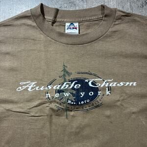 Y2K Ausable Chasm New York Travel T-Shirt Tan Small